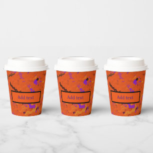 Orange, Yellow, Purple and Black Abstract Paper Cups