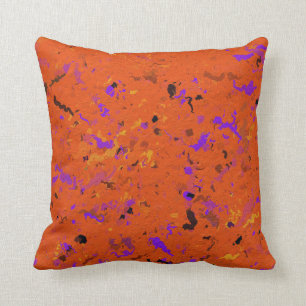 Orange, Yellow, Purple and Black Abstract Throw Pillow