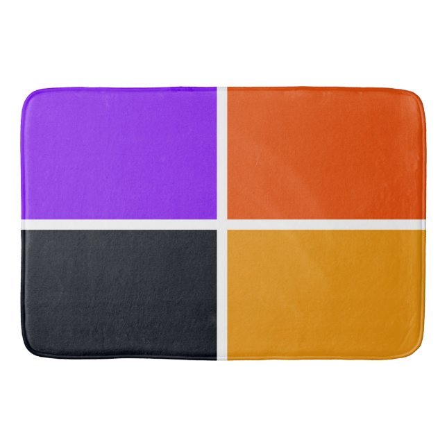 Orange, Yellow, Purple and Black Squares  Bath Mat (Front)