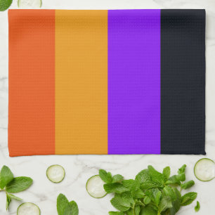 Orange, Yellow, Purple and Black Stripes Kitchen Towel