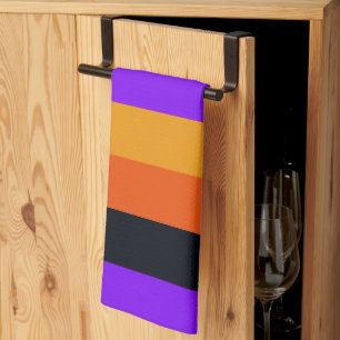 Orange, Yellow, Purple and Black Stripes Kitchen Towel