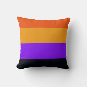 Orange, Yellow, Purple and Black Stripes Throw Pillow