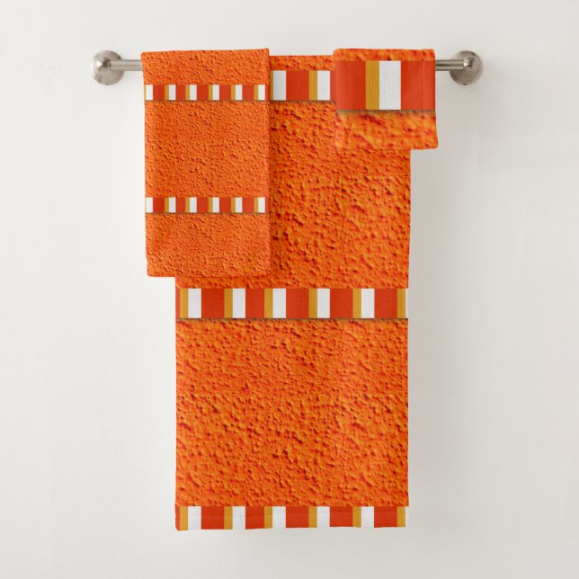 Orange Yellow Red Bathroom Towel Sets (Insitu)