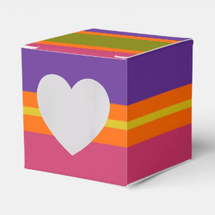 Orange, Yellow, Red, Green and Purple stripes Favor Box