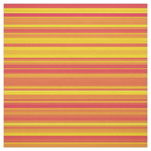 Orange Yellow Red Stripes Fabric (Swatch)