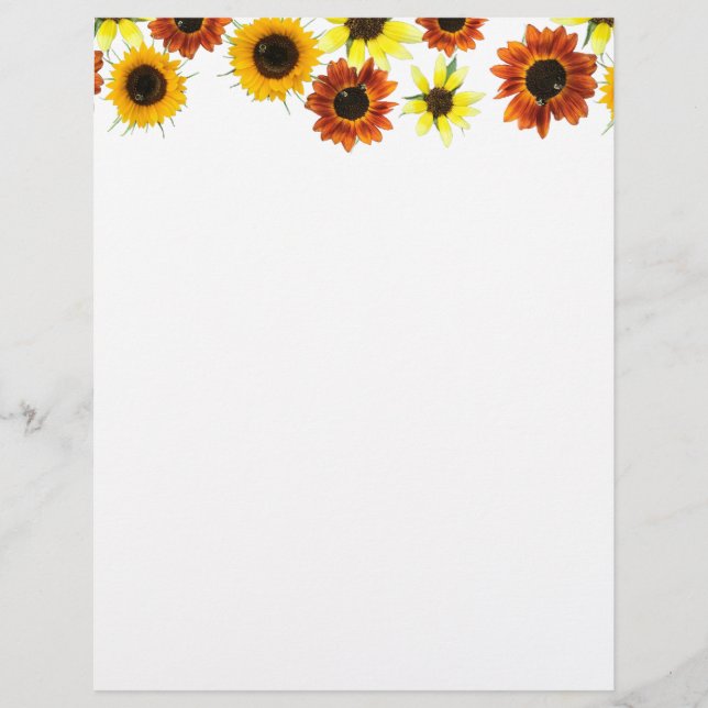 Orange Yellow Red Sunflowers Letterhead (Front)