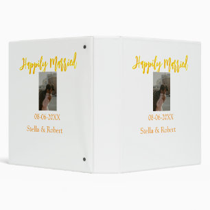 Orange yellow retro photo happily married couple binder