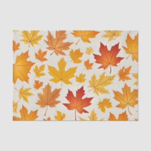 Orange Yellow Rustic Autumn Maple Leaves Pattern Tissue Paper