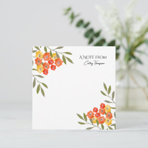 Orange Yellow Rustic Watercolor Floral Note Card