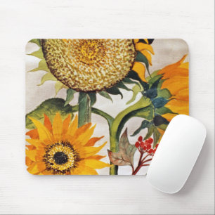Orange Yellow Seeding Sunflower Art Mouse Pad