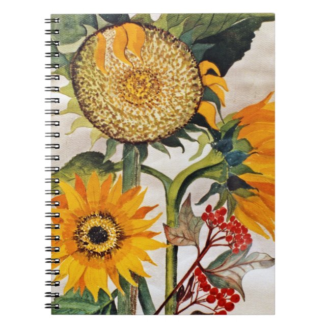 Orange Yellow Seeding Sunflower Art Notebook (Front)