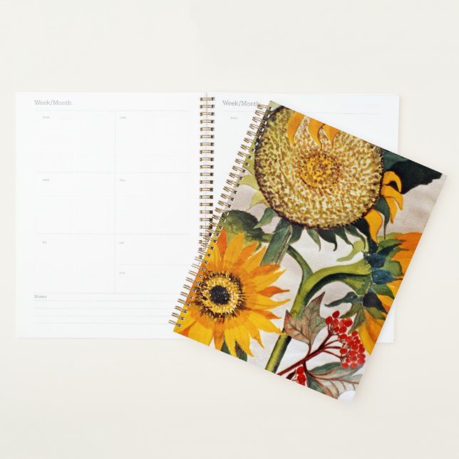 Orange Yellow Seeding Sunflower Art Planner (Display)