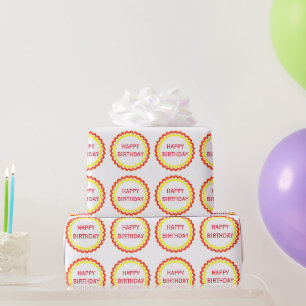 Orange yellow simple happy birthday Wrapping Paper