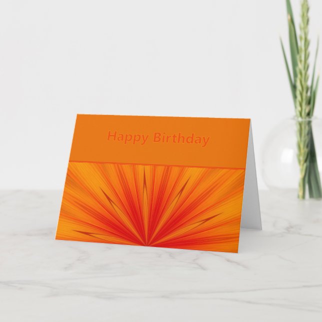 Orange Yellow Starburst Happy Birthday Card (Front)