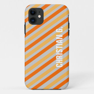 Orange yellow stripe pattern custom name personal iPhone 11 case