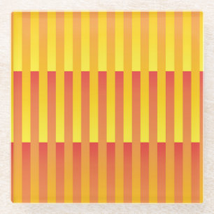 Orange Yellow Striped Pattern Glass Coaster