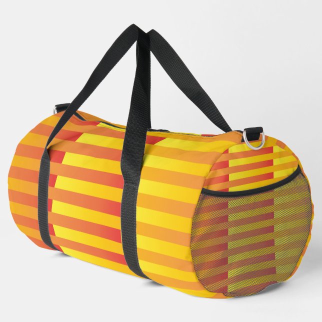 Orange Yellow Striped Pattern Large Duffel Bag (Right Corner)