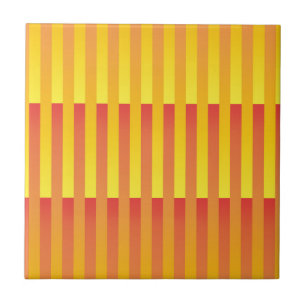 Orange Yellow Striped Pattern Tile