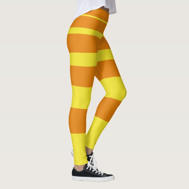 Orange Yellow Striped Vibrant Leggings (Right)