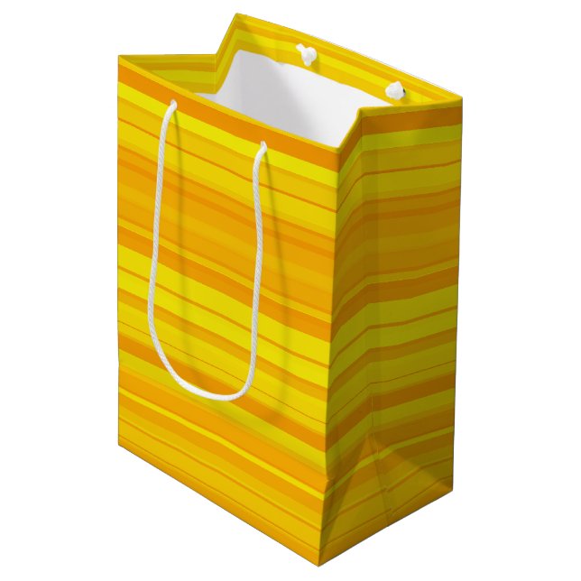 Orange Yellow Stripes Medium Gift Bag (Front Angled)