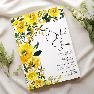 Orange yellow summer botanic floral Bridal Shower Invitation