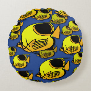 Orange & Yellow Sunfish Round Pillow