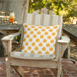 Orange Yellow Sunny Suns Outdoor Throw Pillow