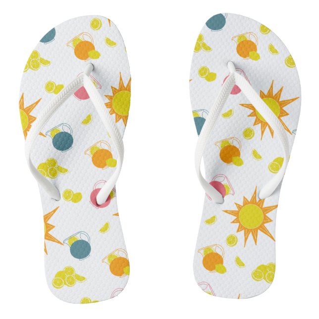 Orange Yellow  Suns Lemons Flip Flops (Footbed)