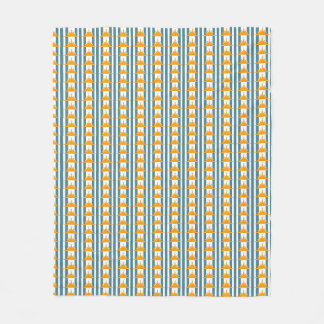 Orange Yellow Suns on Teal Stripes Fleece Blanket