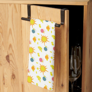 Orange Yellow Suns Pink Teal Pitchers Kitchen Towel