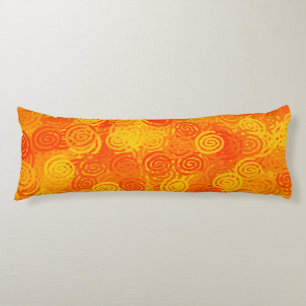 Orange Yellow Swirls Pattern Body Pillow