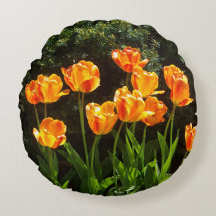 Orange/Yellow Tulips round pillow
