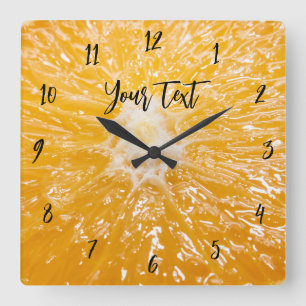 Orange Yellow Unisex Square Wall Clock