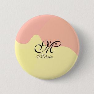 Orange yellow watercolor retro add your monogram 2 inch round button