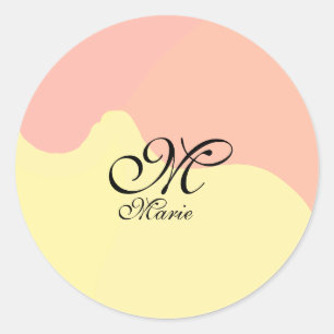 Orange yellow watercolor retro add your monogram  classic round sticker