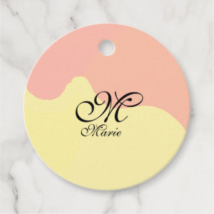 Orange yellow watercolor retro add your monogram  favour tags