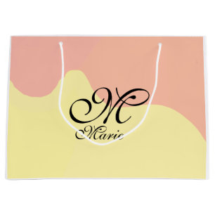 Orange yellow watercolor retro add your monogram large gift bag
