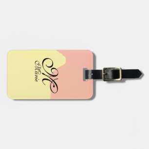 Orange yellow watercolor retro add your monogram  luggage tag