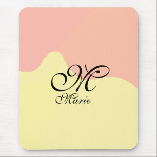 Orange yellow watercolor retro add your monogram  mouse pad