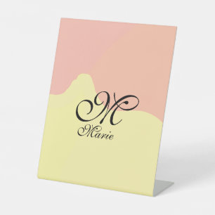 Orange yellow watercolor retro add your monogram pedestal sign