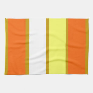 Orange, Yellow, White and Gold Stripes Kitchen Towel