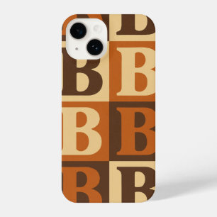 "Orange, Yellow & White Block 'B' Pattern Phone Ca iPhone 14 Case