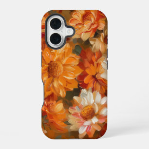 ORANGE YELLOW WHITE FALL ANEMONE POPPY FLOWERS iPhone 16 CASE