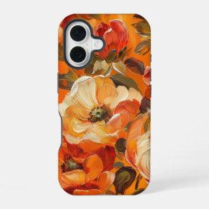 ORANGE YELLOW WHITE FALL ANEMONE POPPY FLOWERS iPhone 16 CASE