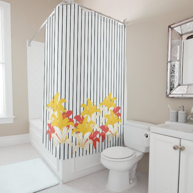 Orange Yellow White Flowers Black White Stripes (In Situ)