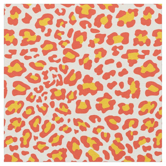 Orange, Yellow, White Leopard Fabric (Close Up)