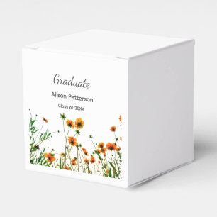 Orange yellow wildflowers modern graduatie rustic favor box