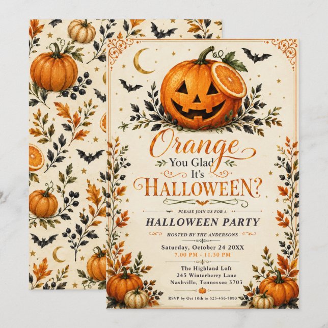 Orange You Glad It’s Halloween Invitation (Front/Back)