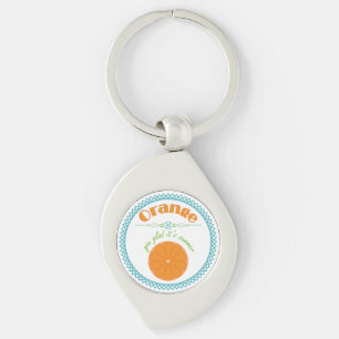 Orange You Glad It's Summer with Blue Border Keychain