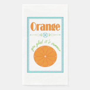 Orange You Glad It's Summer with Blue Border Napkin